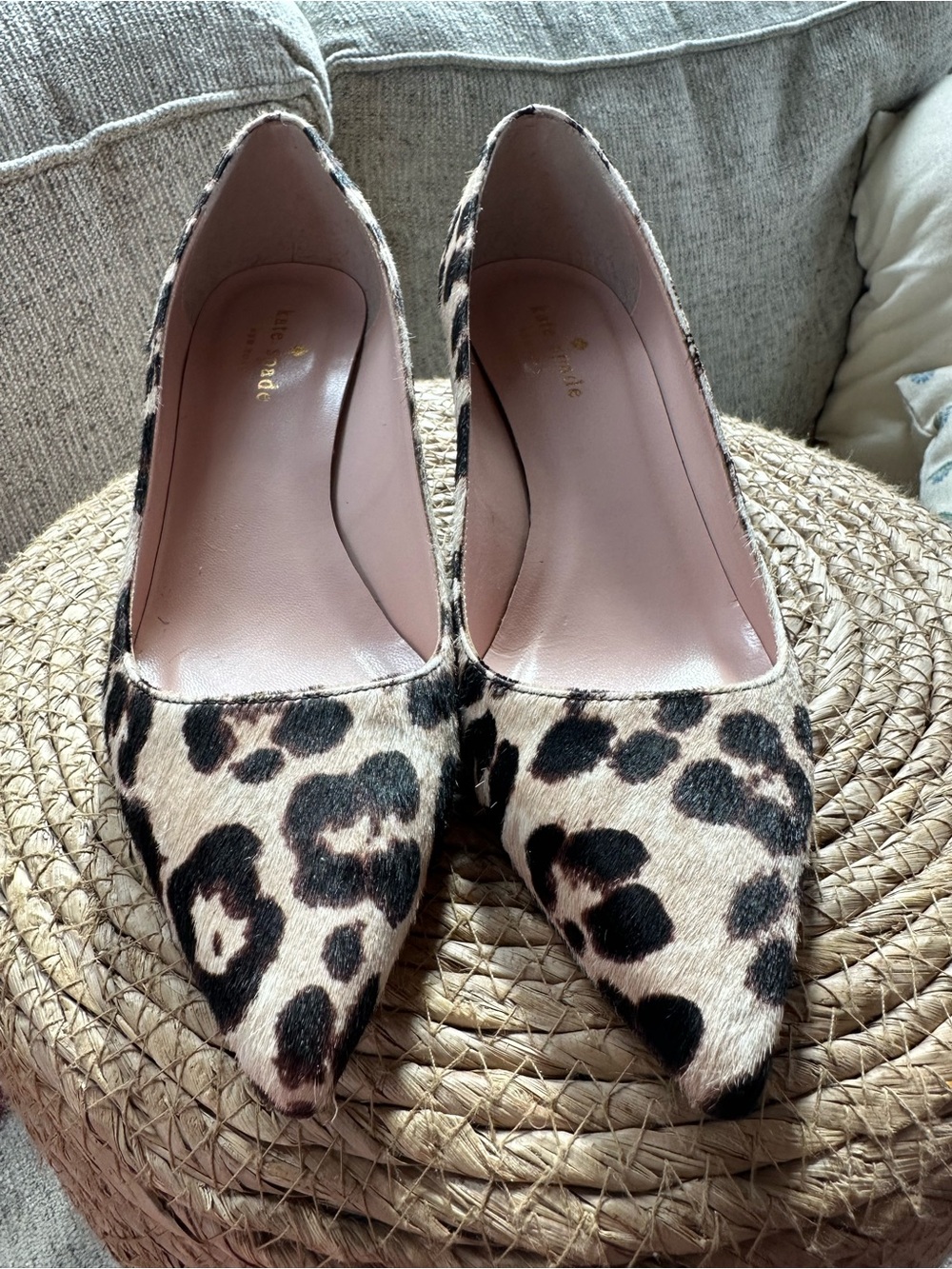 kate spade Leopard Print Pointed-Toe Pumps - Tan/Black
